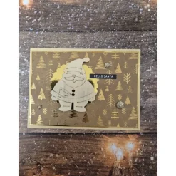 Handgefertigte Weihnachtskarte Weihnachtsmann Holz - inkl. Einlegeblatt & Umschlag