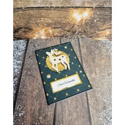 Handgefertigte Weihnachtskarte Rentier Holz - inkl. Einlegeblatt & Umschlag