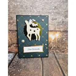 Handgefertigte Weihnachtskarte Rentier Holz - inkl. Einlegeblatt & Umschlag