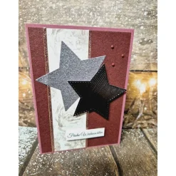 Handgefertigte Weihnachtskarte Sterne rosa beere - inkl. Einlegeblatt & Umschlag