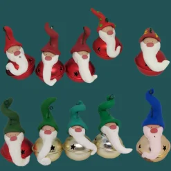 Handgefertigte Weihnachtsschellen mit Polymer-Clay-Wichteln – große Deko-Glocken, 2 Wichtel frei wählbar
