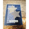 Handgefertigte Weihnachtskarte Sterne blau silber - inkl. Einlegeblatt & Umschlag