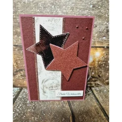 Handgefertigte Weihnachtskarte Sterne rosa beere - inkl. Einlegeblatt & Umschlag