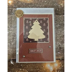 Handgefertigte Weihnachtskarte Tannenbaum Holz - inkl. Einlegeblatt & Umschlag
