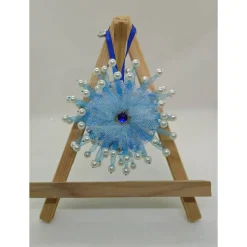 Handgefertigter Anhänger „Eisblume – Himmelblau“, Weihnachtsstern