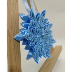 Handgefertigter Kanzashi-Anhänger „Winterhimmel“, Weihnachtsstern