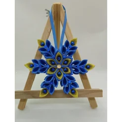 Handgefertigter Kanzashi-Anhänger „Königsstern“, Weihnachtsstern