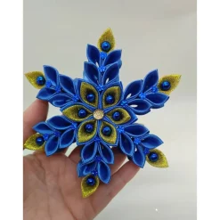 Handgefertigter Kanzashi-Anhänger „Königsstern“, Weihnachtsstern