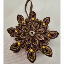 Handgefertigter Weihnachtsstern in Braun-Gold, Durchmesser ca. 10-11 cm