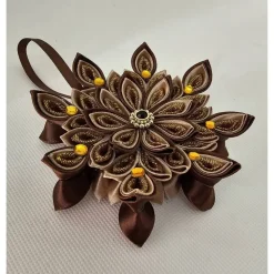 Handgefertigter Weihnachtsstern in Braun-Gold, Durchmesser ca. 10-11 cm