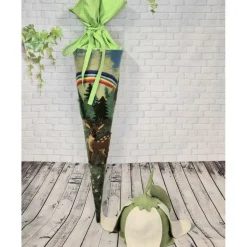Handgefilzte Schultüte „Waldzauber“ mit Reh & Regenbogen – Inkl. passendem Blumenhut