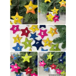 Handgefilzte Weihnachtssterne mit Gesicht bunte Filzfiguren aus Nass- und Nadelfilz, liebevoll gefertigt als Unikate