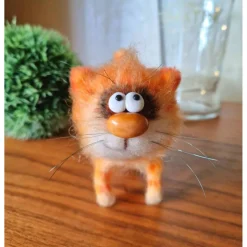 Handgemachte Dekofigur Katze/ Katze Statue Stoff gehäkelt als Geschenk zum Geburtstag, Hochzeit/Dekorfigur katze rot