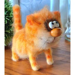 Handgemachte Dekofigur Katze/ Katze Statue Stoff gehäkelt als Geschenk zum Geburtstag, Hochzeit/Dekorfigur katze rot