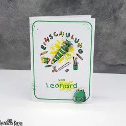 Handgemachte Einladungskarte & Glückwunschkarte zur Einschulung – Design Schultüte