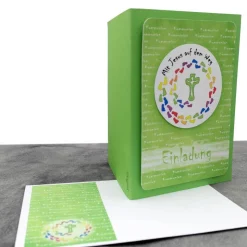 Handgemachte Einladungskarte Kommunion – Mit Jesus auf dem Weg