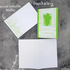 Handgemachte Einladungskarte Konfirmation, Kommunion & Firmung mit Kreuz