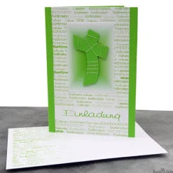 Handgemachte Einladungskarte Konfirmation, Kommunion & Firmung mit Kreuz
