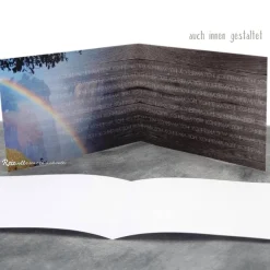 Handgemachte Einladungskarte Regenbogen Holzoptik zur Konfirmation, Kommunion & Firmung – inkl. Umschlag & Einlegeblatt