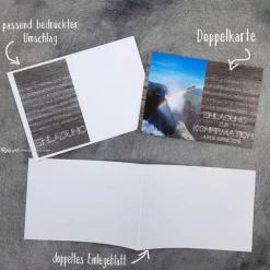 Handgemachte Einladungskarte Regenbogen Holzoptik zur Konfirmation, Kommunion & Firmung – inkl. Umschlag & Einlegeblatt