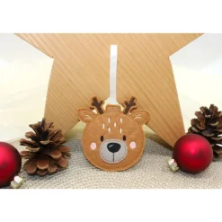 Handgemachte Filz-Christbaumanhänger - bestickt als Eisbär, Bär oder Reh in Kugelform
