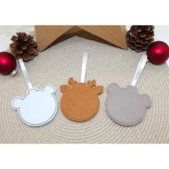 Handgemachte Filz-Christbaumanhänger - bestickt als Eisbär, Bär oder Reh in Kugelform