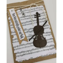 Handgemachte Geburtstagskarte mit Musikinstrumenten – Gitarre & Akkordeon, personalisierbar, 10x14,5cm