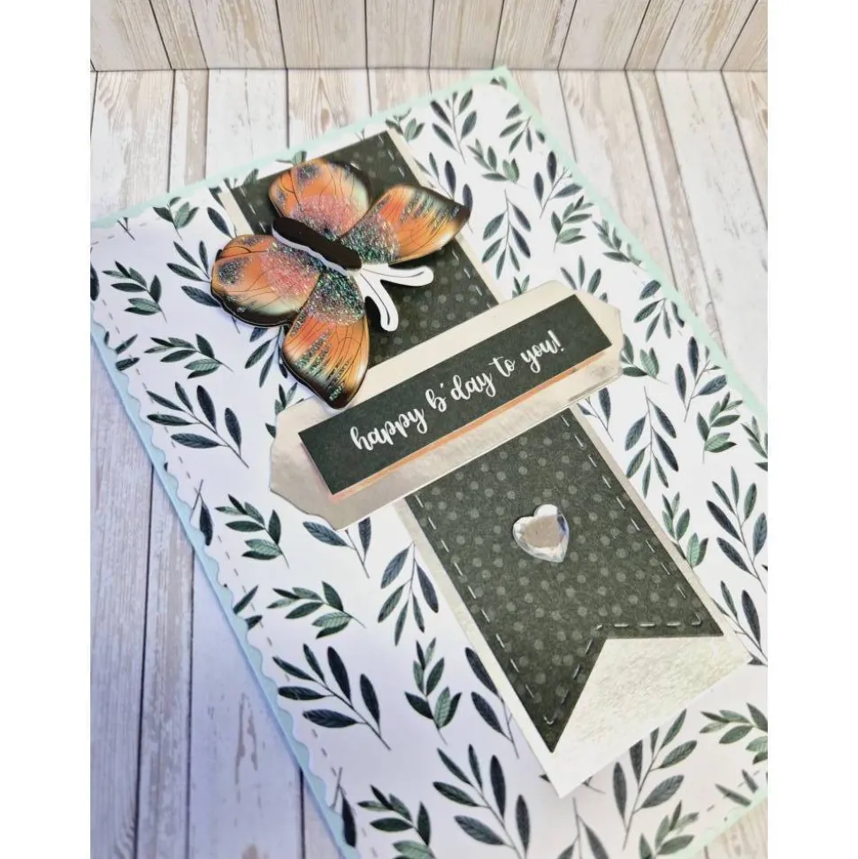 Handgemachte Geburtstagskarte Schmetterling – Türkis, 14,7 x 10,5 cm, mit Umschlag & Einlegeblatt