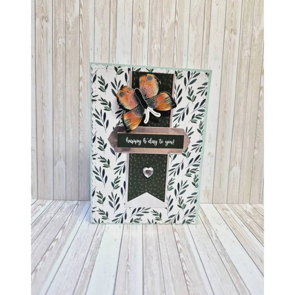 Handgemachte Geburtstagskarte Schmetterling – Türkis, 14,7 x 10,5 cm, mit Umschlag & Einlegeblatt