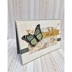 Handgemachte Geburtstagskarte Schmetterling grün – Alles Liebe, 14,8 x 10,5 cm, Umschlag & Einlegeblatt