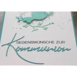 Handgemachte Glückwunschkarte zur Kommunion in Mint und Weiß – Tauben-Motiv für Jungen & Mädchen