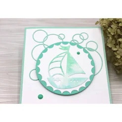 Handgemachte Glückwunschkarte zur Konfirmation in Mint & Weiß mit Boot-Motiv – Unikat für Jungen & Mädchen