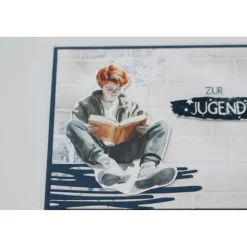 Handgemachte Glückwunschkarte zur Jugendweihe - moderne Jugendweihekarte