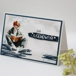 Handgemachte Glückwunschkarte zur Jugendweihe - moderne Jugendweihekarte