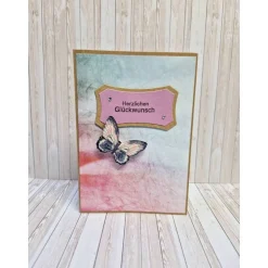 Handgemachte Glückwunschkarte Schmetterling Ombre-Look Farbverlauf – 14,7 x 10,3 cm