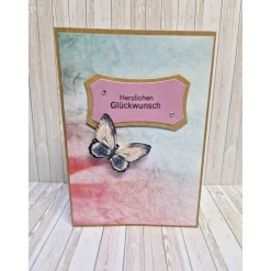 Handgemachte Glückwunschkarte Schmetterling Ombre-Look Farbverlauf – 14,7 x 10,3 cm