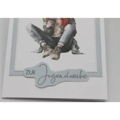 Handgemachte Glückwunschkarte zur Jugendweihe - moderne Jugendweihekarte