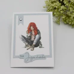 Handgemachte Glückwunschkarte zur Jugendweihe - moderne Jugendweihekarte