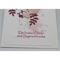 Handgemachte Glückwunschkarte zur Konfirmation oder Kommunion – Taube, rosa-bordeaux, für Mädchen, Unikat