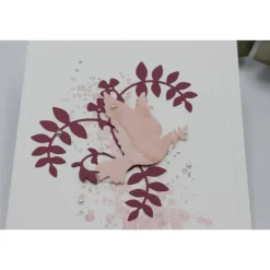 Handgemachte Glückwunschkarte zur Konfirmation oder Kommunion – Taube, rosa-bordeaux, für Mädchen, Unikat