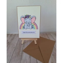 Handgemachte Glückwunschkarte "Herzenswünsche" Geburt, Taufe