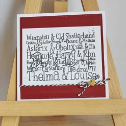 Handgemachte Grußkarte DU & ICH – Karte mit berühmten Paaren & goldenem Herz, 12,5 x 12,5 cm