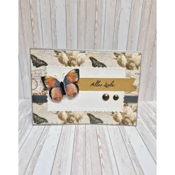 Handgemachte Karte Alles Liebe Schmetterling – Geburtstagskarte mit Umschlag