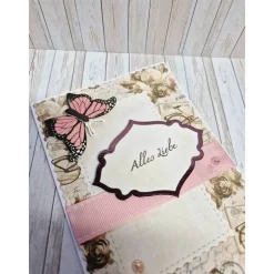 Handgemachte Karte Alles Liebe – Schmetterling rosa | Geburtstagskarte mit Umschlag
