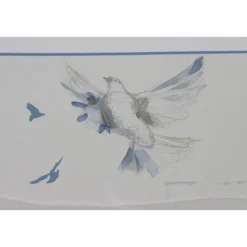 Handgemachte Kommunionkarte Taube – Blau Weiß – Edle Glückwunschkarte zur Erstkommunion