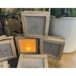 Handgemachte Lichtbox aus Eichenholz / Klötzchen Leuchtrahmen Weihnachtsdeko & Geschenkidee Advent Christmas