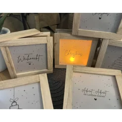 Handgemachte Lichtbox aus Eichenholz / Klötzchen Leuchtrahmen Weihnachtsdeko & Geschenkidee Advent Christmas