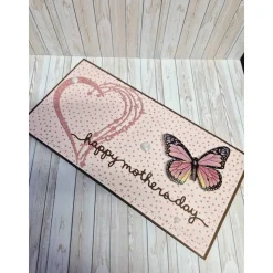 Handgemachte Muttertagskarte Schmetterling – Einlegeblatt & Umschlag – Größe 21 x 10,4 cm