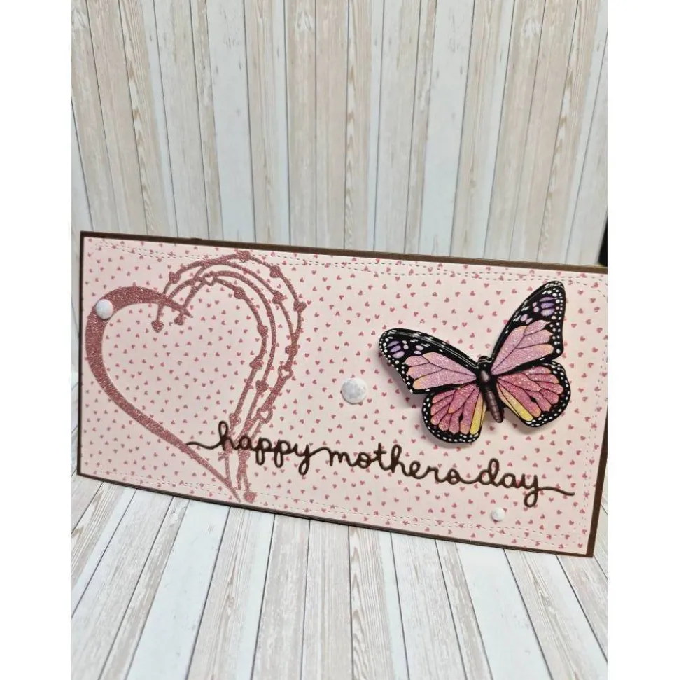Handgemachte Muttertagskarte Schmetterling – Einlegeblatt & Umschlag – Größe 21 x 10,4 cm