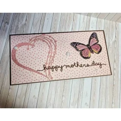 Handgemachte Muttertagskarte Schmetterling – Einlegeblatt & Umschlag – Größe 21 x 10,4 cm